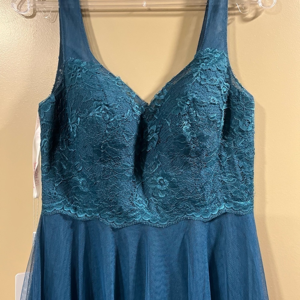 JJ’S House Formal Sleeveless Long Gown Lace and Tulle Teal Blue Size 6 NWT Prom - Picture 6 of 13